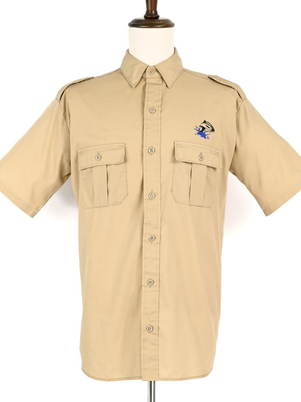 Vintage Brown "Sportsman's Stitchery" Button Up Shirt w/ Embroidered Trout